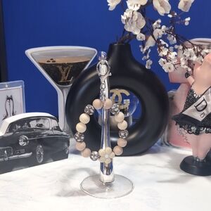 Elegant Rubber Flower Multi Colored Beaded Bag Charm/ Keyring - NEW!